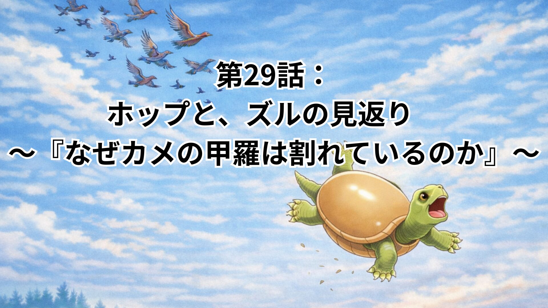 第29話：ホップと、ズルの見返り　〜『なぜカメの甲羅は割れているのか』〜
